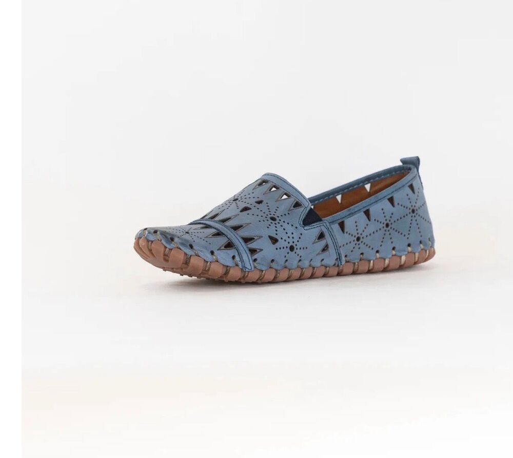 Spring Step Fusaro Leather Cutout Slip On Comfort Flats Bohemian blue EUR 37 6.5